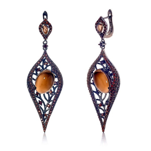 

Серебряные серьги Silver925 с дымчатым кварцем
