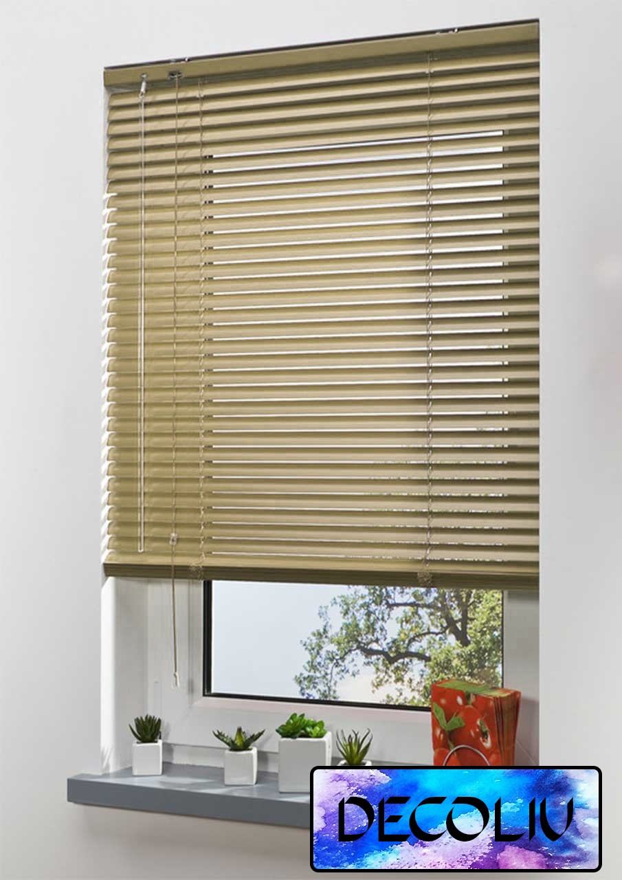 

Жалюзи DECOLIV Горизонтальные алюминиевые бежевые код 447 110*130см