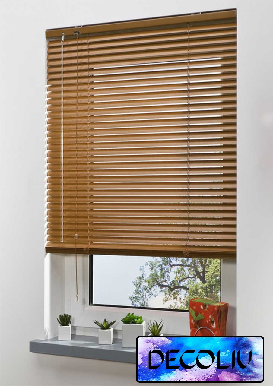 

Жалюзи DECOLIV Горизонтальные алюминиевые коричневые под дерево код 772085 170*130см