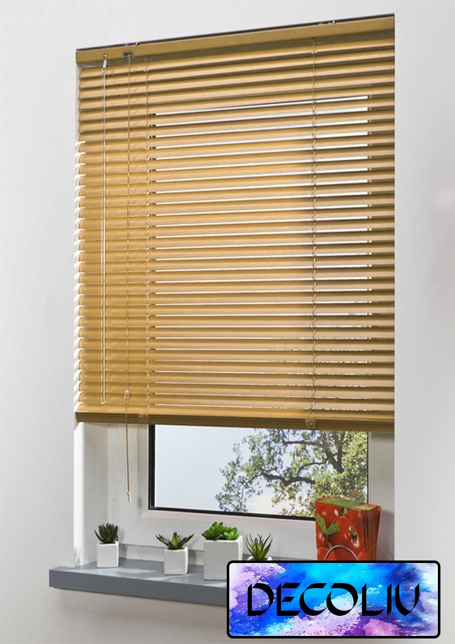 

Жалюзи DECOLIV Горизонтальные алюминиевые коричневые под дерево код 772093 160*130см