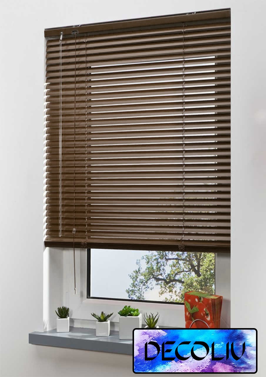 

Жалюзи DECOLIV Горизонтальные алюминиевые коричневые под дерево код 772095 170*150см