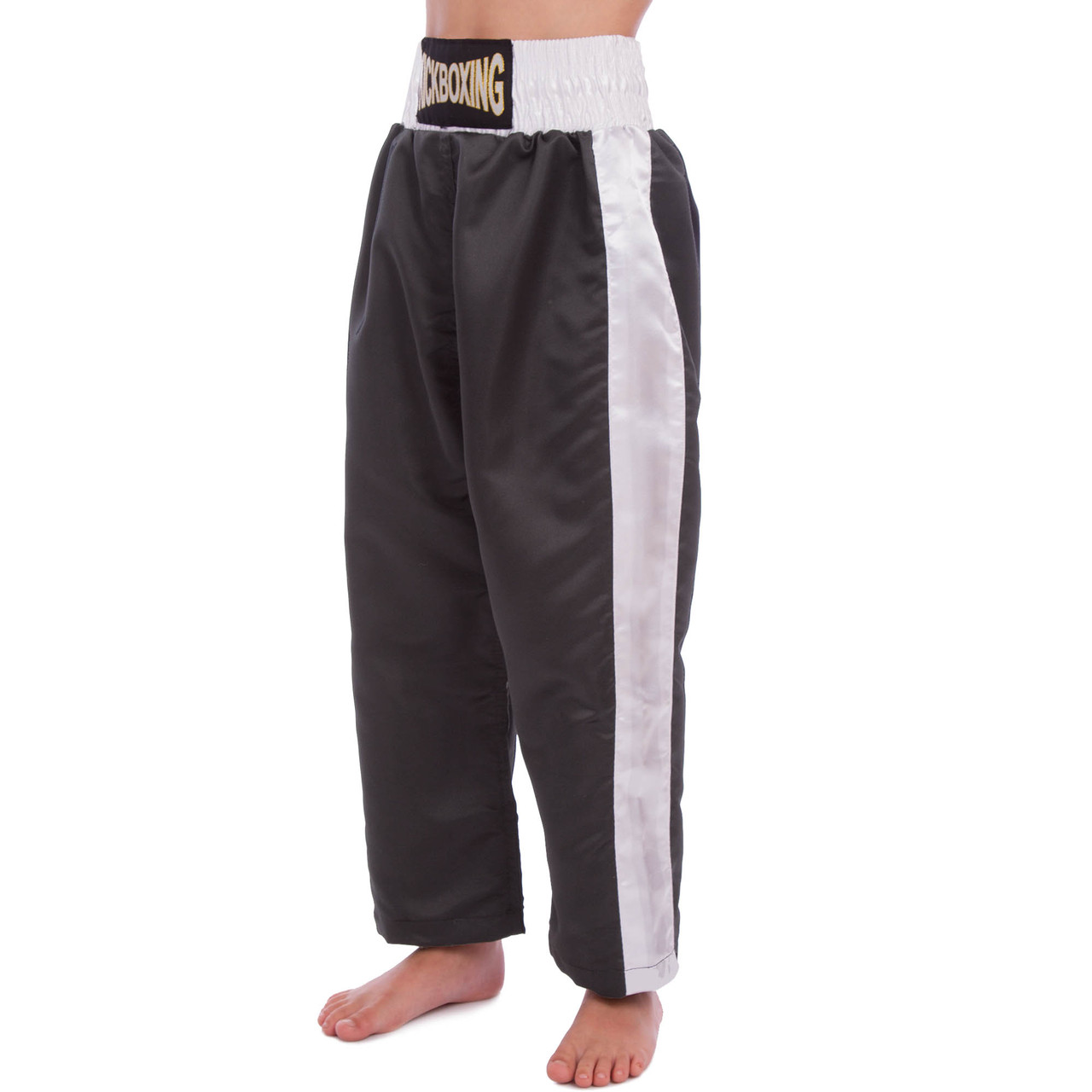 

Штаны для кикбоксинга детские Matsa Heroe 6731 размер 3XL 148-152 см 13 лет Black-White