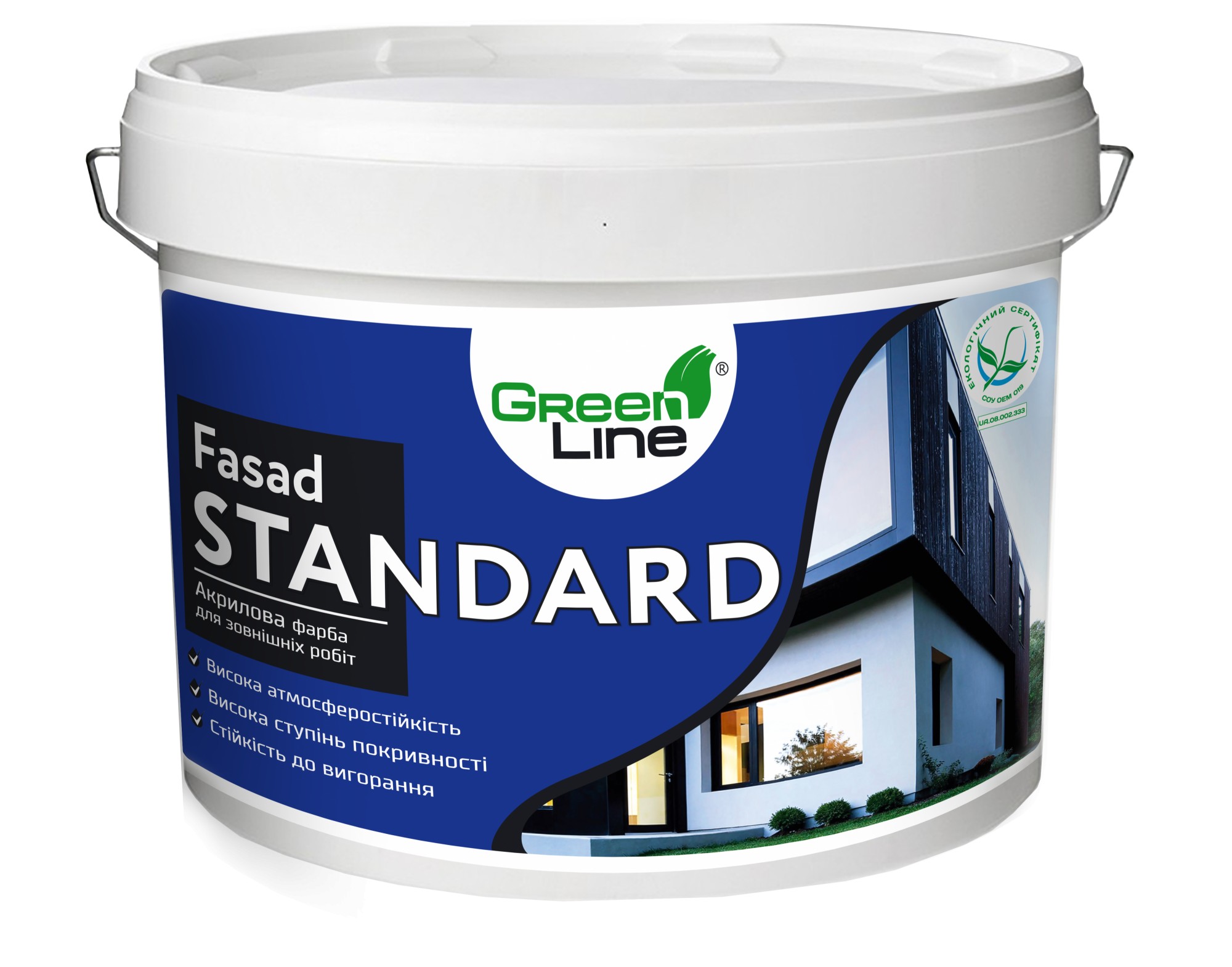 

Фасадная акриловая краска для наружных работ Green Line Fasad Standard 3л