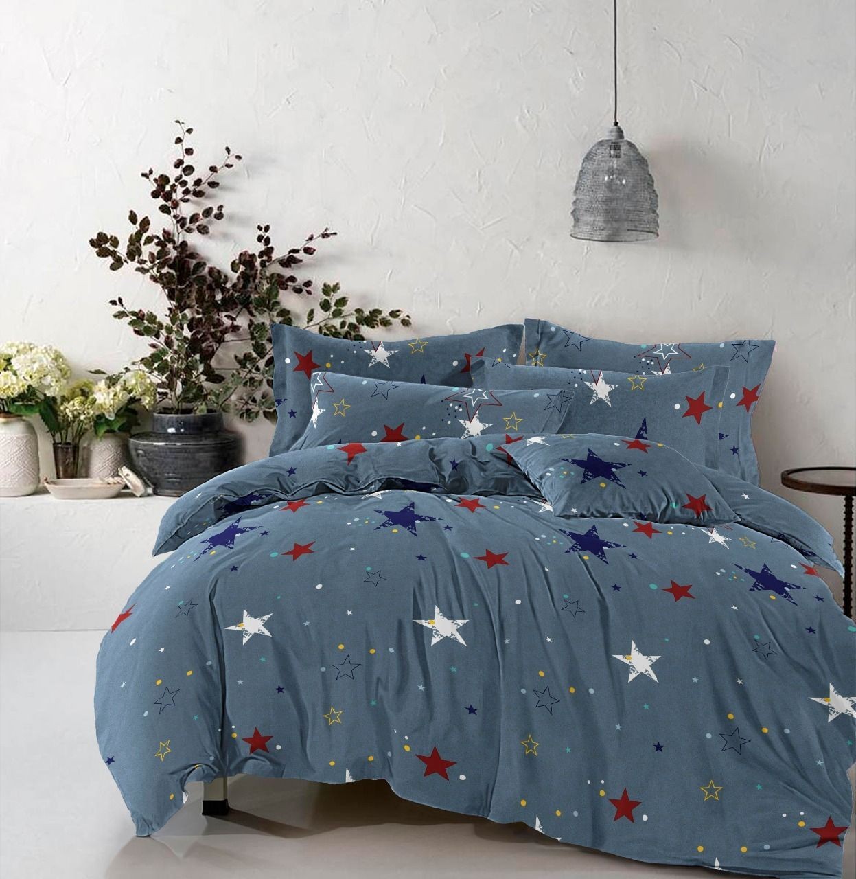 

Комплект постельного белья Облака Бязь Полуторный 150*220 Blue with stars