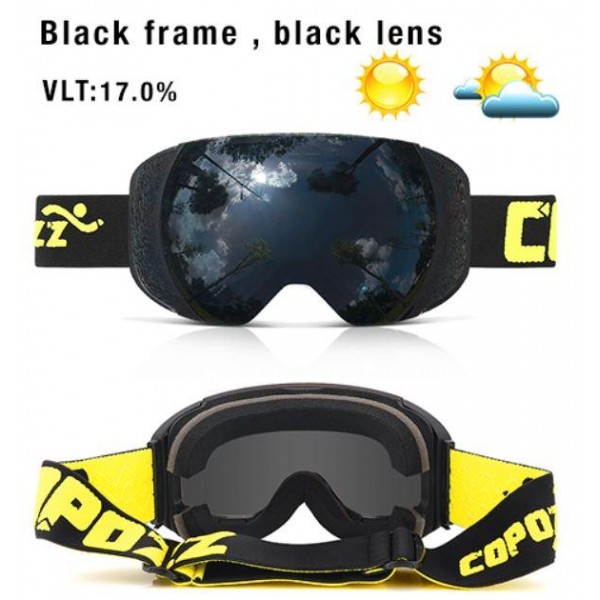 

ГОРНОЛЫЖНЫЕ / СНОУБОРДИЧЕСКИЕ ОЧКИ (МАСКА) COPOZZ GOG-2181 UV400 ANTI-FOG ДВОЙНАЯ ЛИНЗА ЧЕРНАЯ РАМКА ЧЕРНАЯ ЛИНЗА