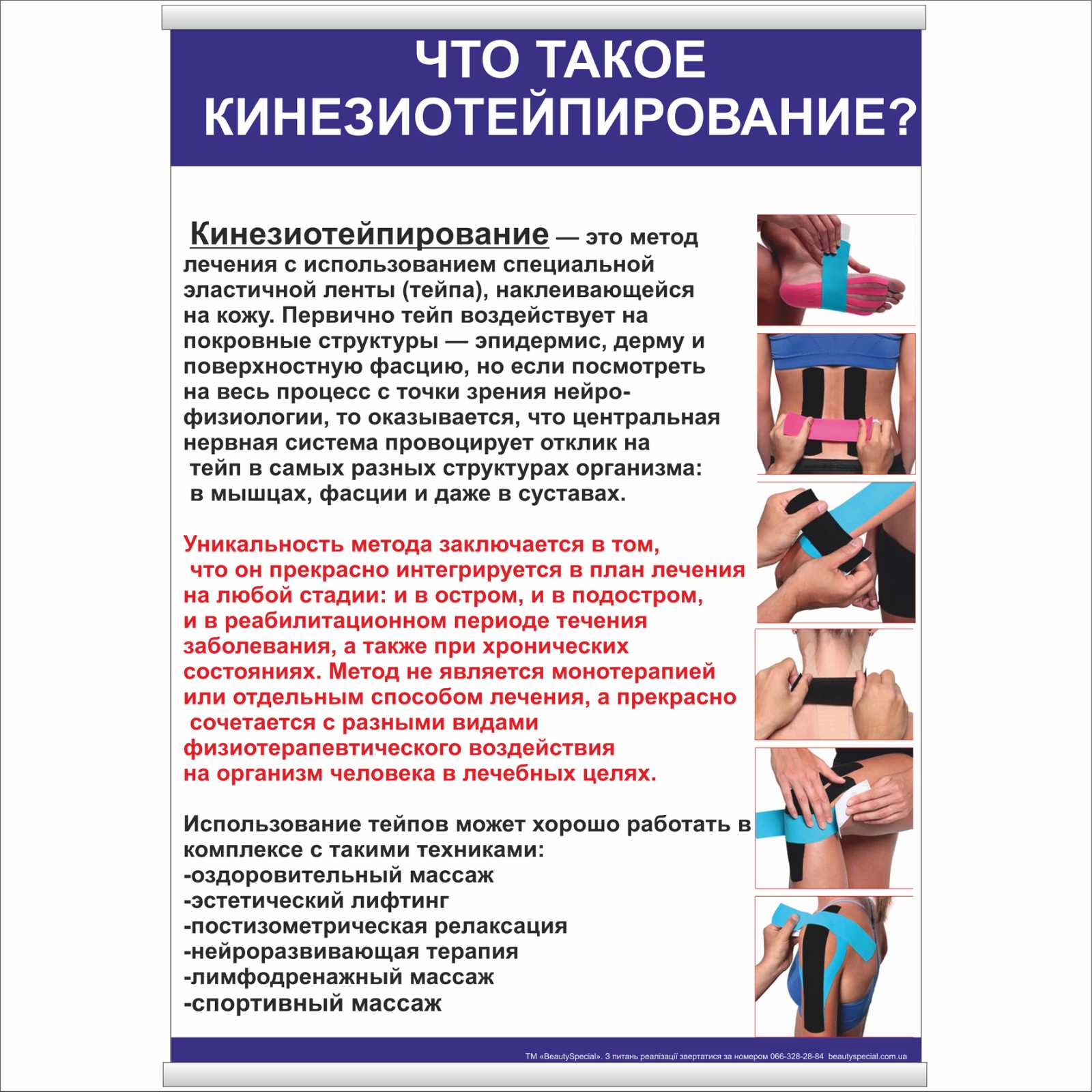 

Плакат Beauty Special "Что такое кинезиотейпирование" с планкой А0 (8973)