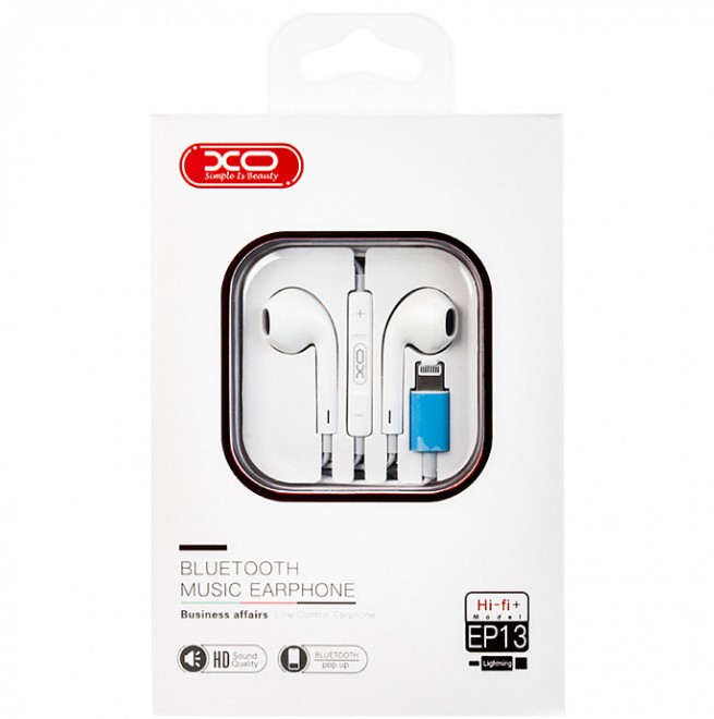 

Наушники XO EP-13 c Lightning connector для IPhone 13/12/11/XR/X/8/7 (Pop-Up) белые