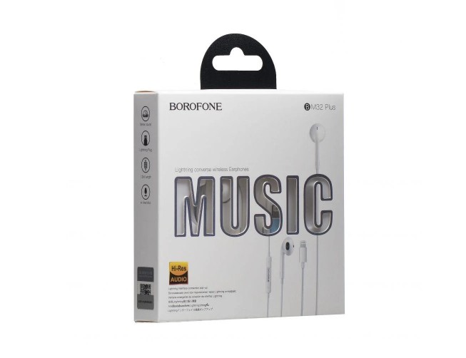

Наушники Borofone BM32 Plus Lightning connector для IPhone 13/12/11/XR/X/8/7 (Pop-Up) белые