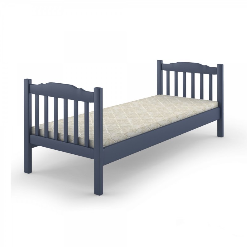 

Кровать односпальная детская из натурального дерева сосна Карина без ящиков и забора MebiGrand 80x200 Синий