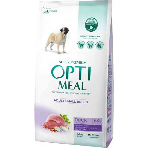 

Сухой корм Optimeal для взрослых собак малых пород, с уткой, 1.5 кг