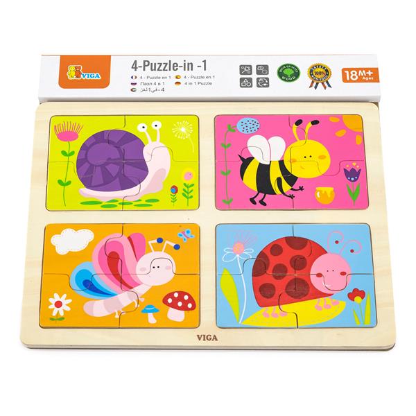 

Набір дерев'яних пазлів Viga Toys Комахи 4 в 1 (5018921)