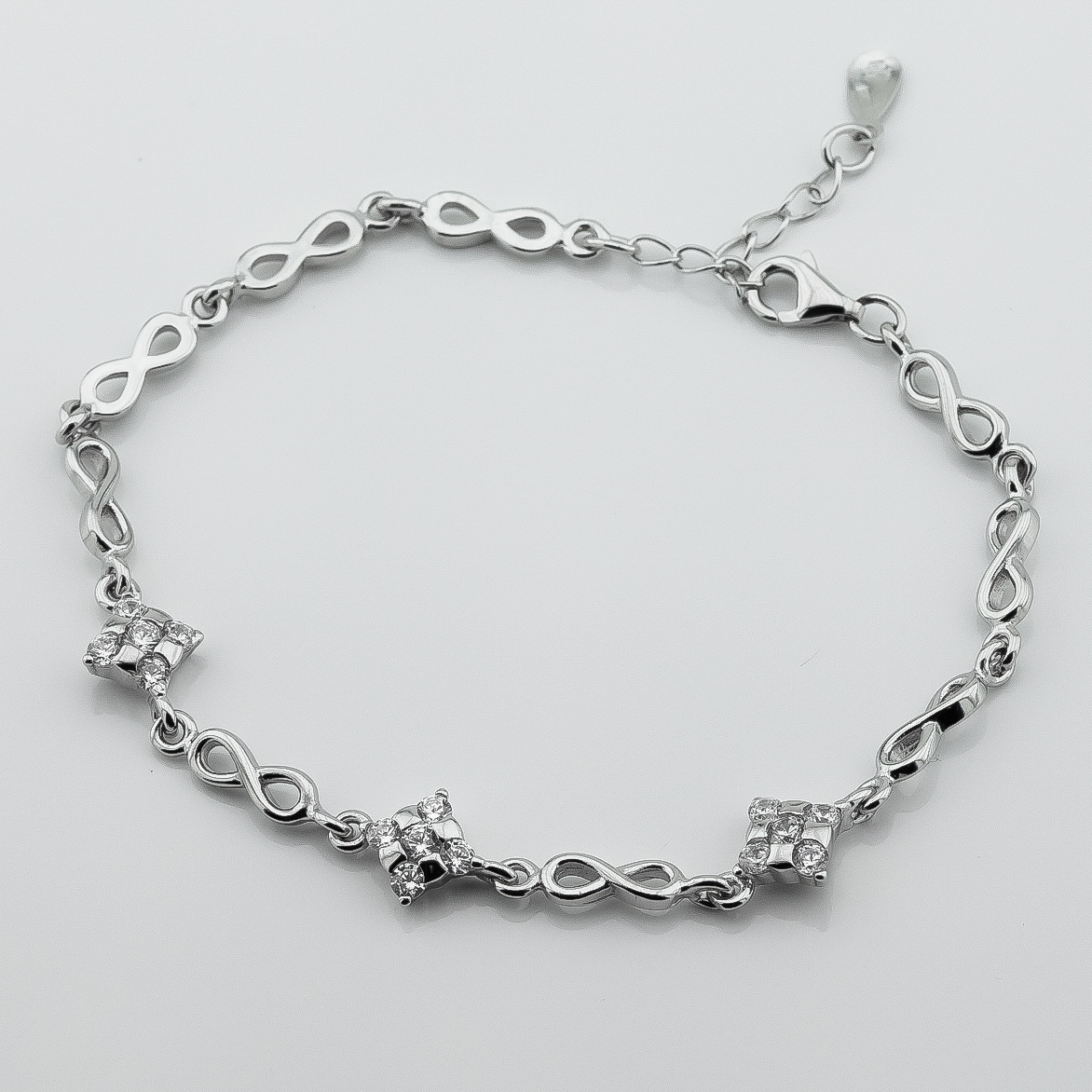 

Серебряный браслет с фианитами b15824 Диамант, 16 размер