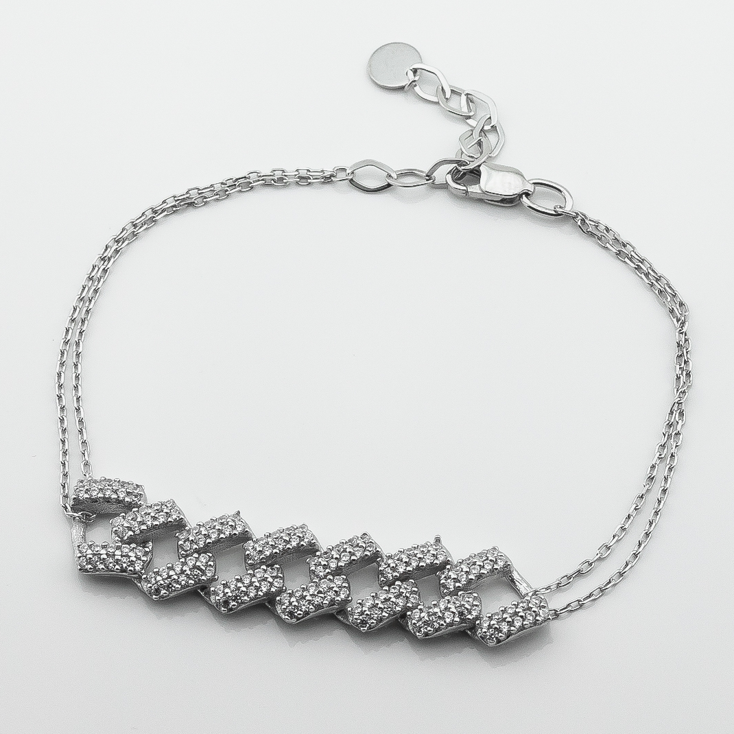 

Серебряный браслет Цепь с фианитами b15948 Диамант, 19 размер