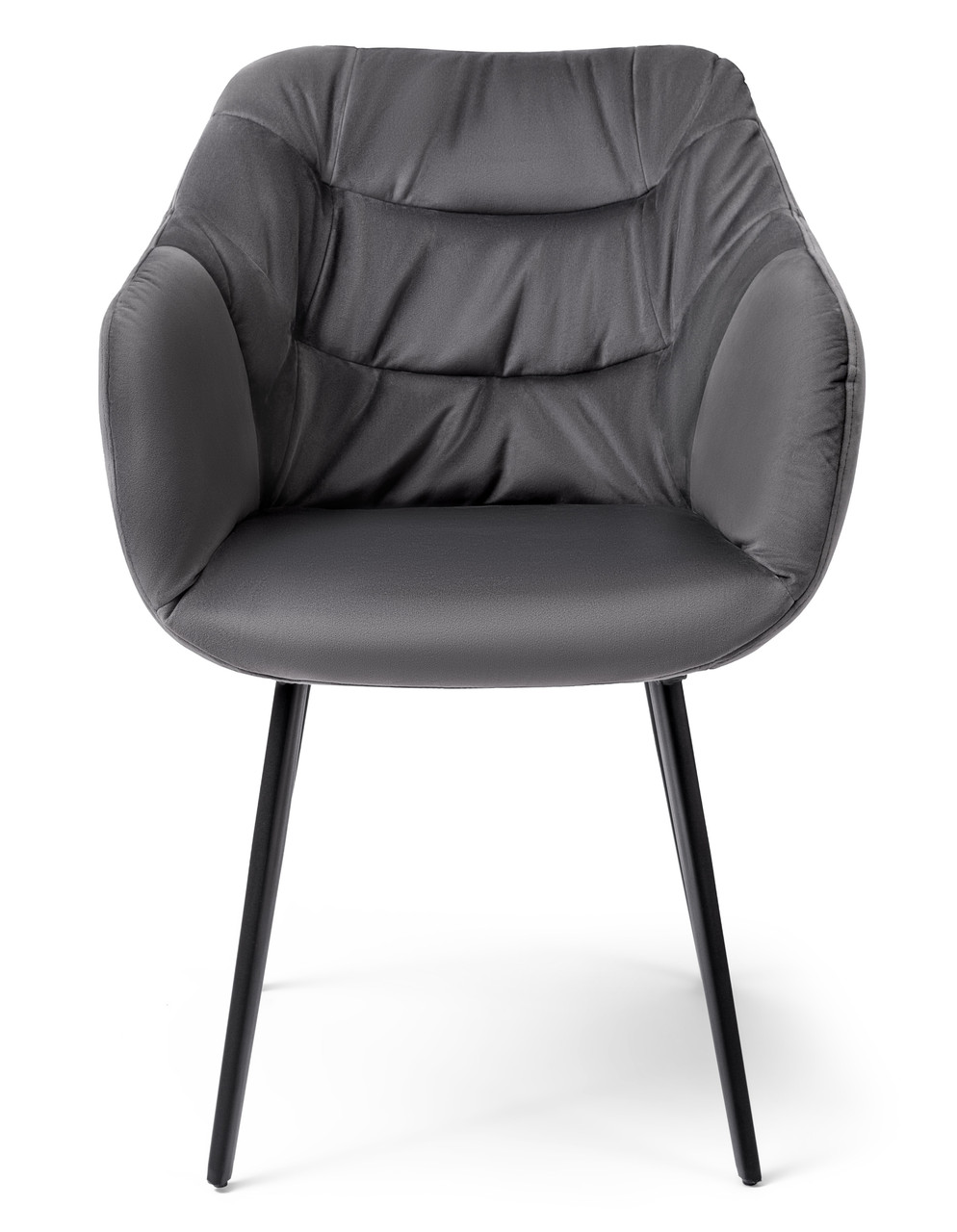 

Стул с подлокотниками серый бархатная оббивка Mari Fog velvet Carveli