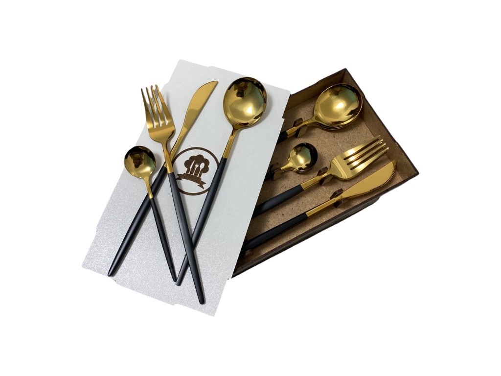 

Набор столовых приборов Kitchen чёрный на 6 персон