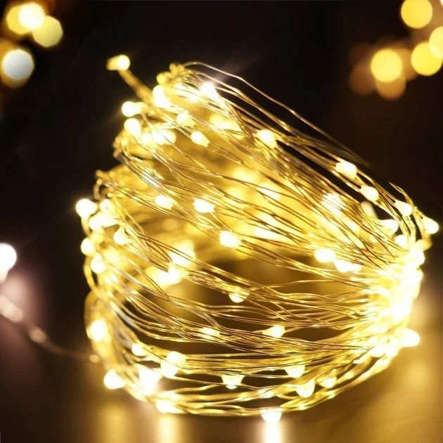 

Гирлянда нить капля росы LTL 20 м 200 LED от сети 220В 3 режима золото