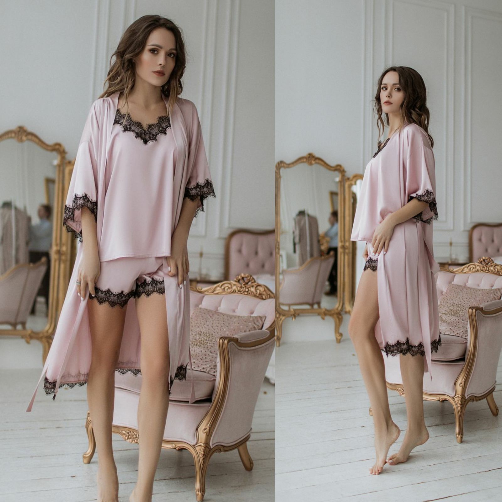 

Женский шелковый халат DIVA SH-167-1pink, Женский шелковый халат DIVA SH-167-1pink 46-48