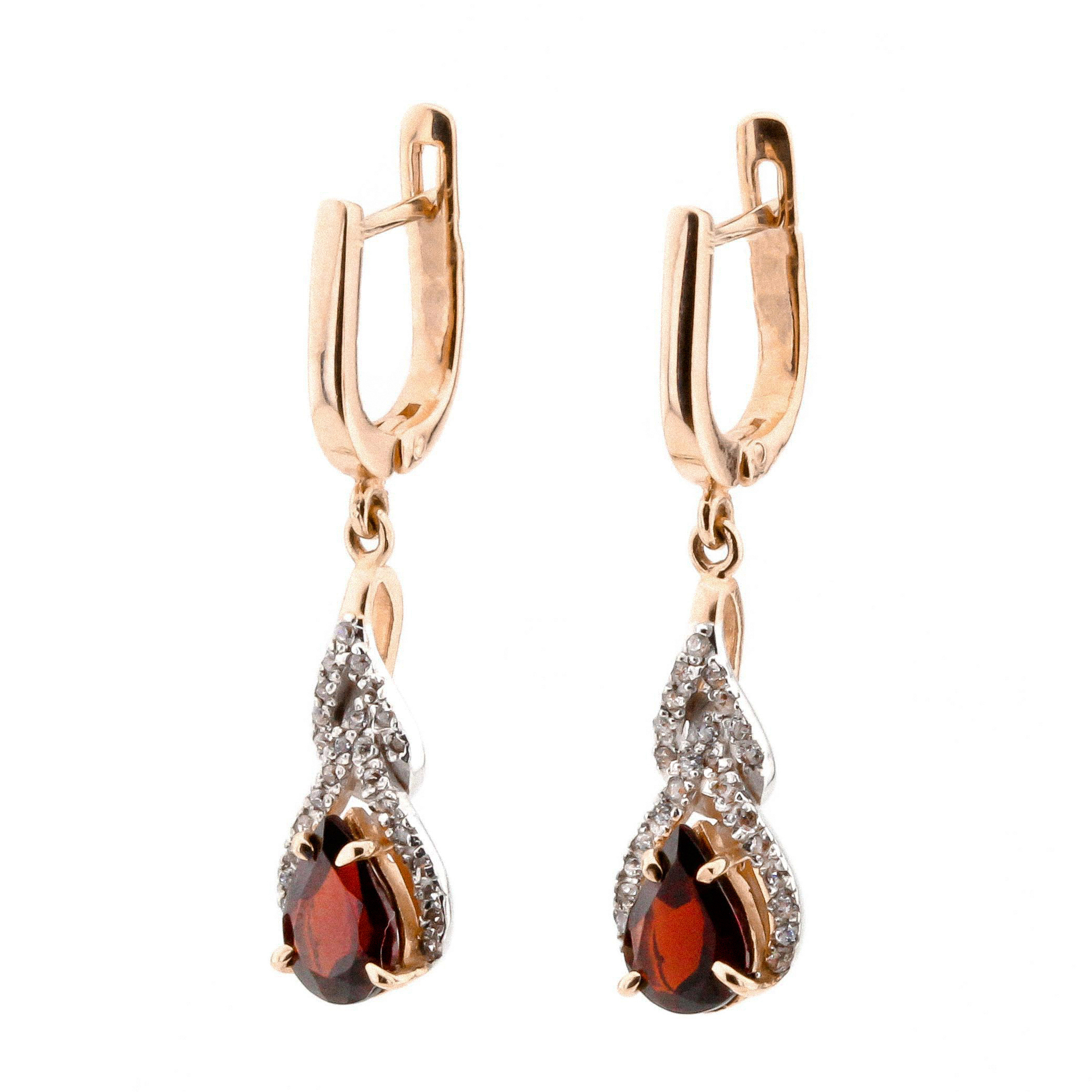 

Золотые серьги с гранатами и фианитами 12936gr Диамант