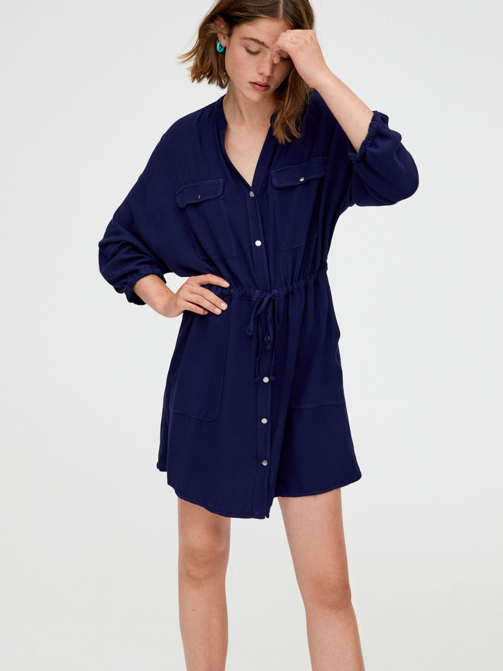 

Платье джинсовое Pull & Bear XAZ260356MDDI  Темно-синее, Платье джинсовое Pull & Bear XAZ260356MDDI M Темно-синее
