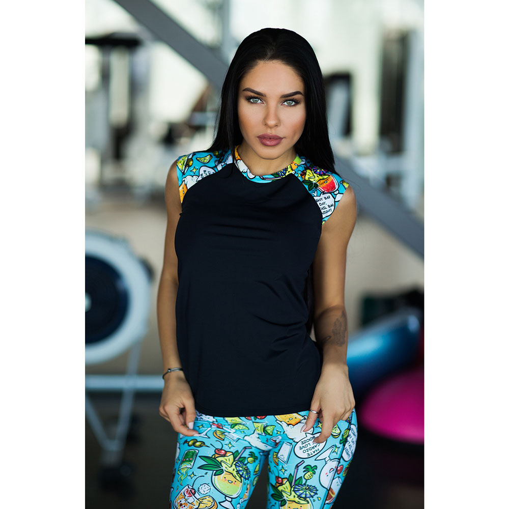 

Спортивная футболка для фитнеса Designed for Fitness Yummy Cocktails  Черный с цветным принтом, Спортивная футболка для фитнеса Designed for Fitness Yummy Cocktails M Черный с цветным принтом