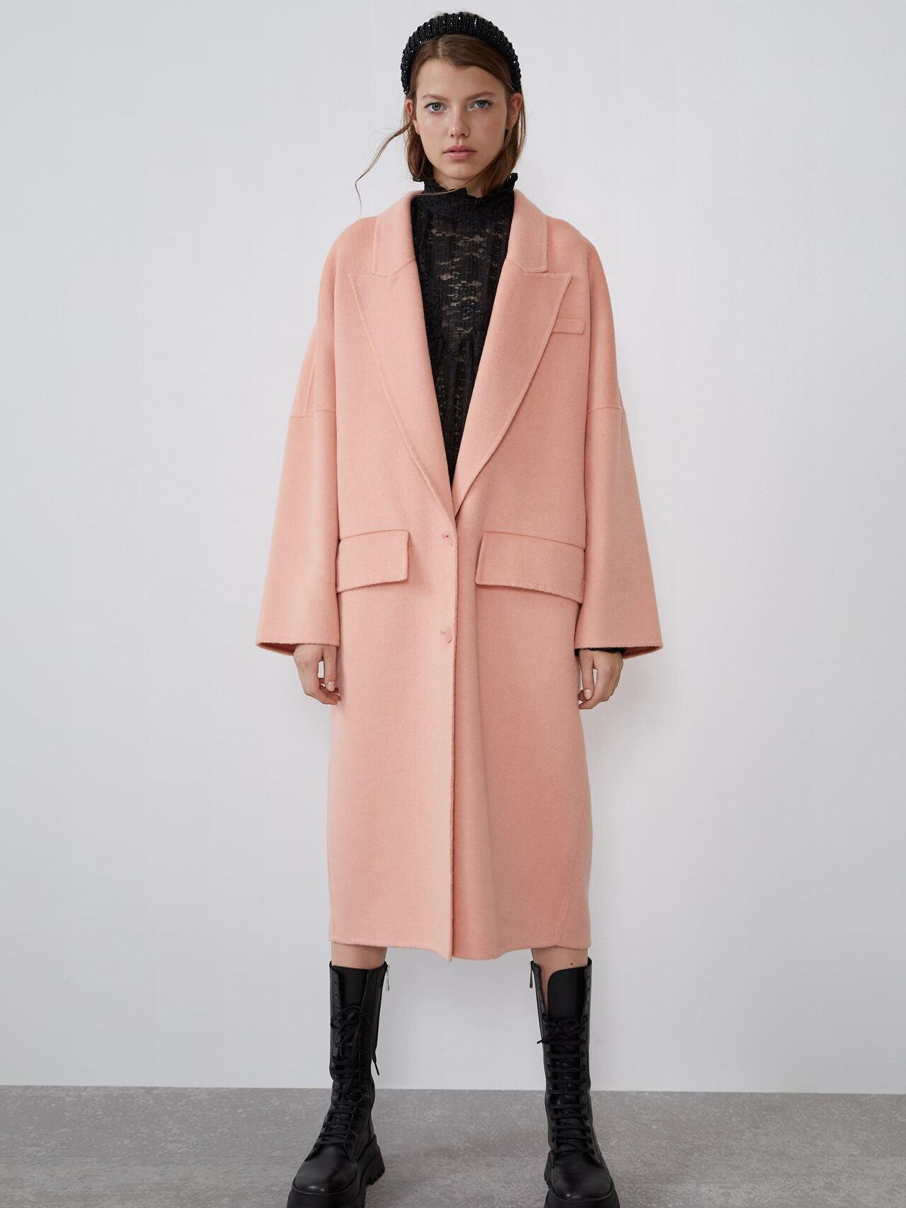 

Пальто Zara XAZ229667USVR  Светло-розовое, Пальто Zara XAZ229667USVR L Светло-розовое