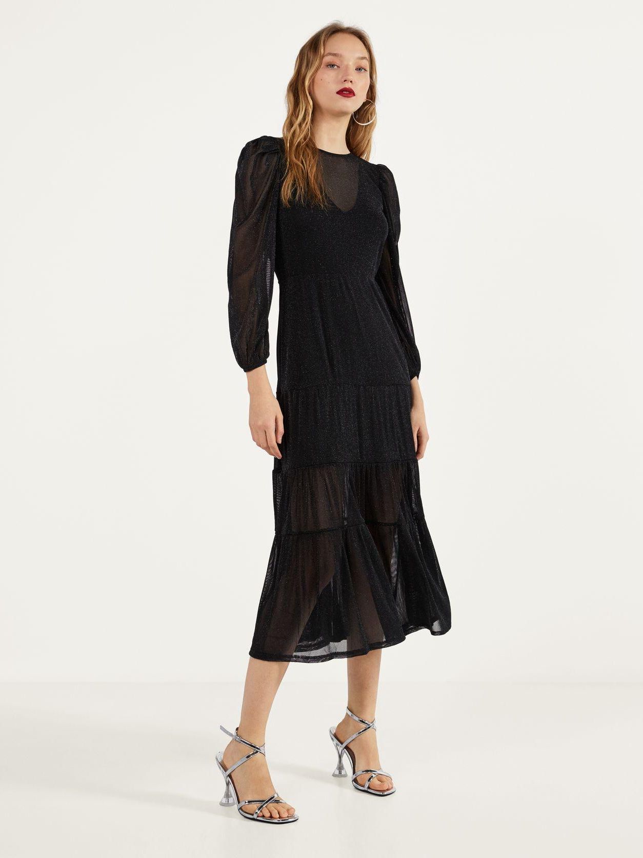 

Платье Bershka XAZ262398CDIP L Черное с серебристым