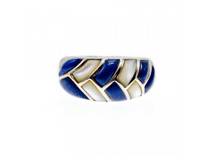 

Серебряное кольцо с перламутром и содалитом Натуральный Sky Jewelry 003556