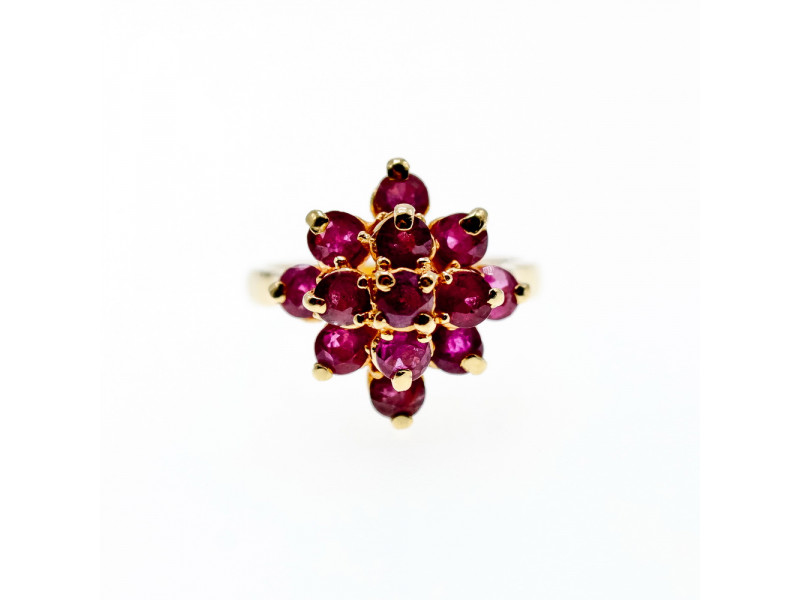 

Золотое кольцо с рубинами Рубиновые цветы Натуральный Sky Jewelry 003542