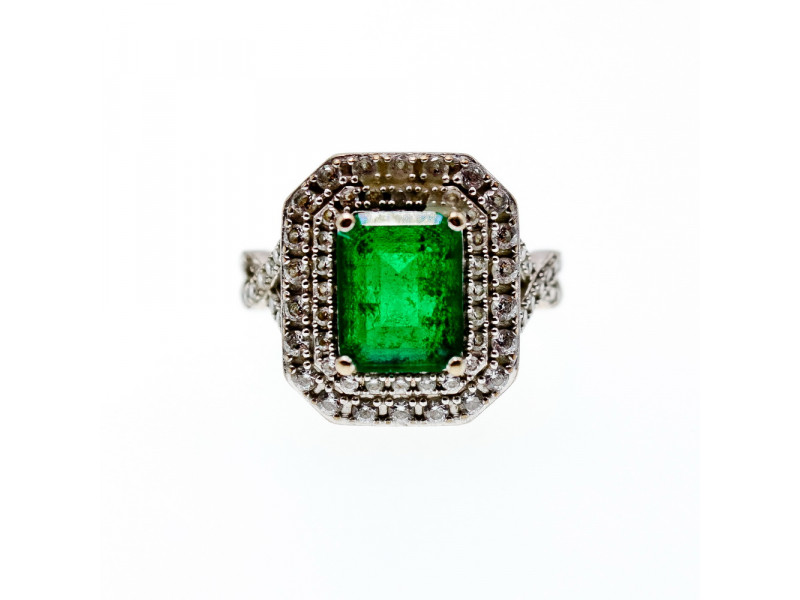 

Серебряное кольцо с изумрудом и камнями берилл Натуральный Sky Jewelry 003546