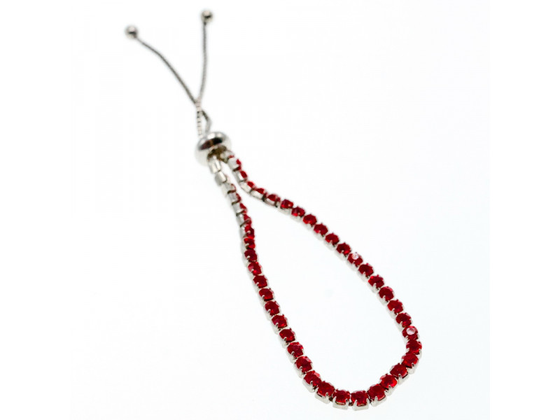 

Браслет с красными фианитами застежка скользящий узел Sky Jewelry 003451