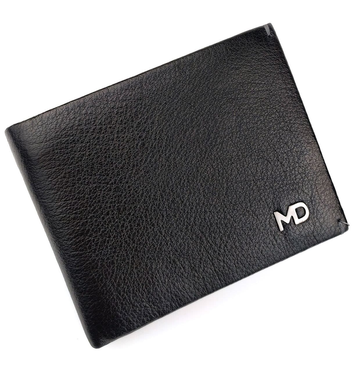 

Мужской кожаный кошелек-зажим на магнитах MD Leather MD-555-2A черный