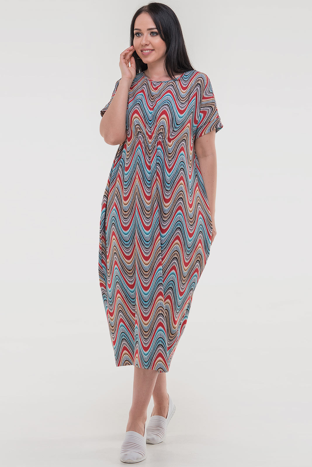 

Платье V&V 2801-1.17 Oversize коралловый с голубым