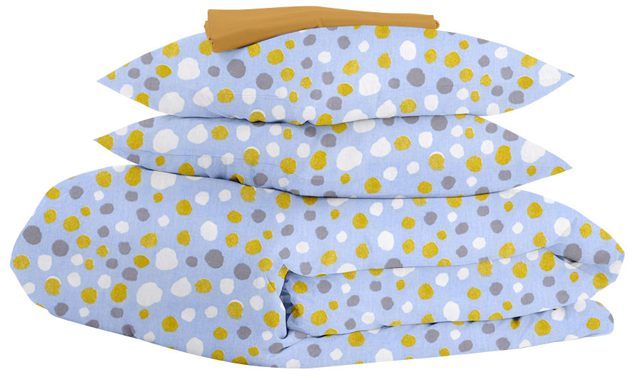 

Комплект постельного белья Cosas Blots Blue Mustard 200х220 см