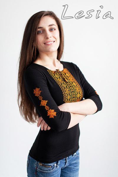 

Жіноча вишиванка Lesia Мережка оранж розмір  на чорному 9112155248, Жіноча вишиванка Lesia Мережка оранж розмір L на чорному 9112155248