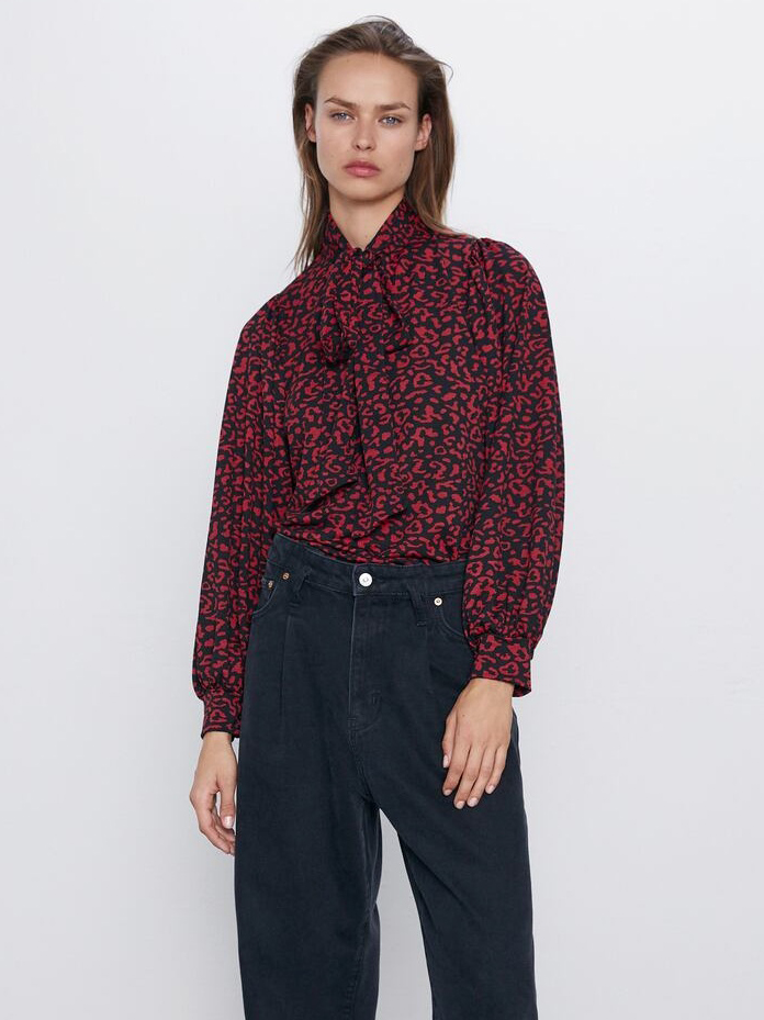 

Блузка Zara 1165/754/065 S Черная с красным