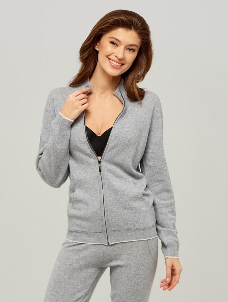 

Джемпер Marc & Andre на молнии с воротником-стойкой 36 Серый меланж Strips W21-00CH214