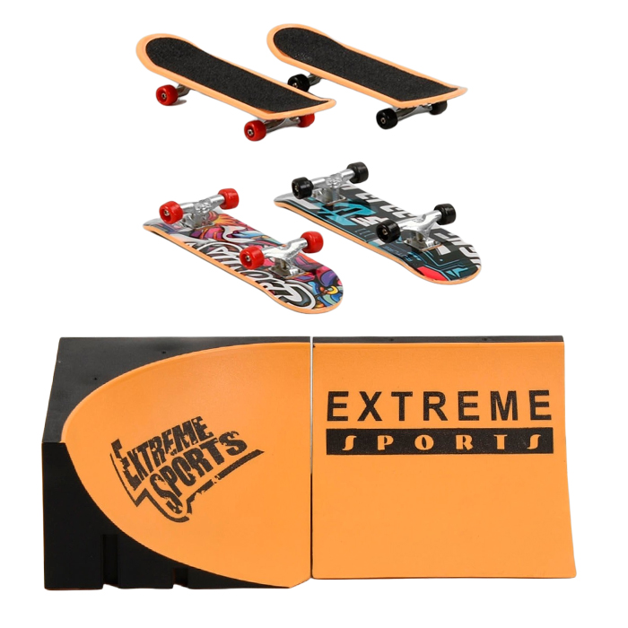 

Набор фингерборд Skatepark fingerboard скейт парк пальчиковый скейт-фингерборд с рампой и 2 скейта 505D