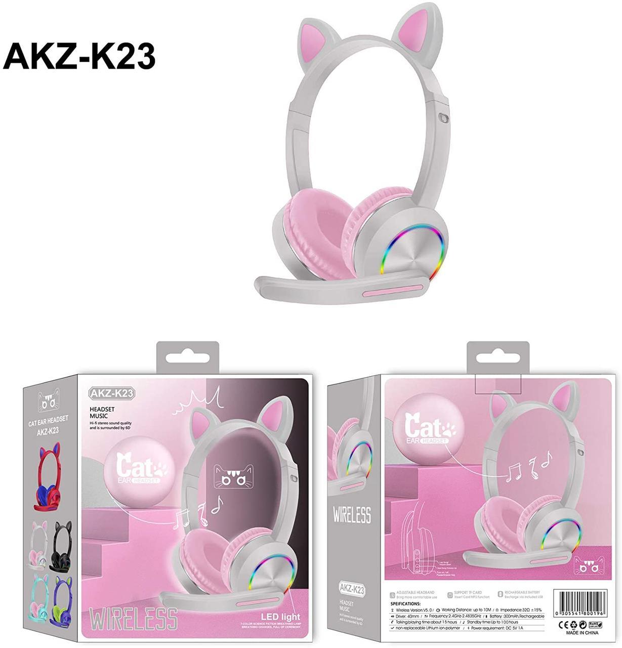 

Беспроводные bluetooth наушники Cat Ear с микрофоном подсветкой и функцией принимать и отклонять звонки розовые