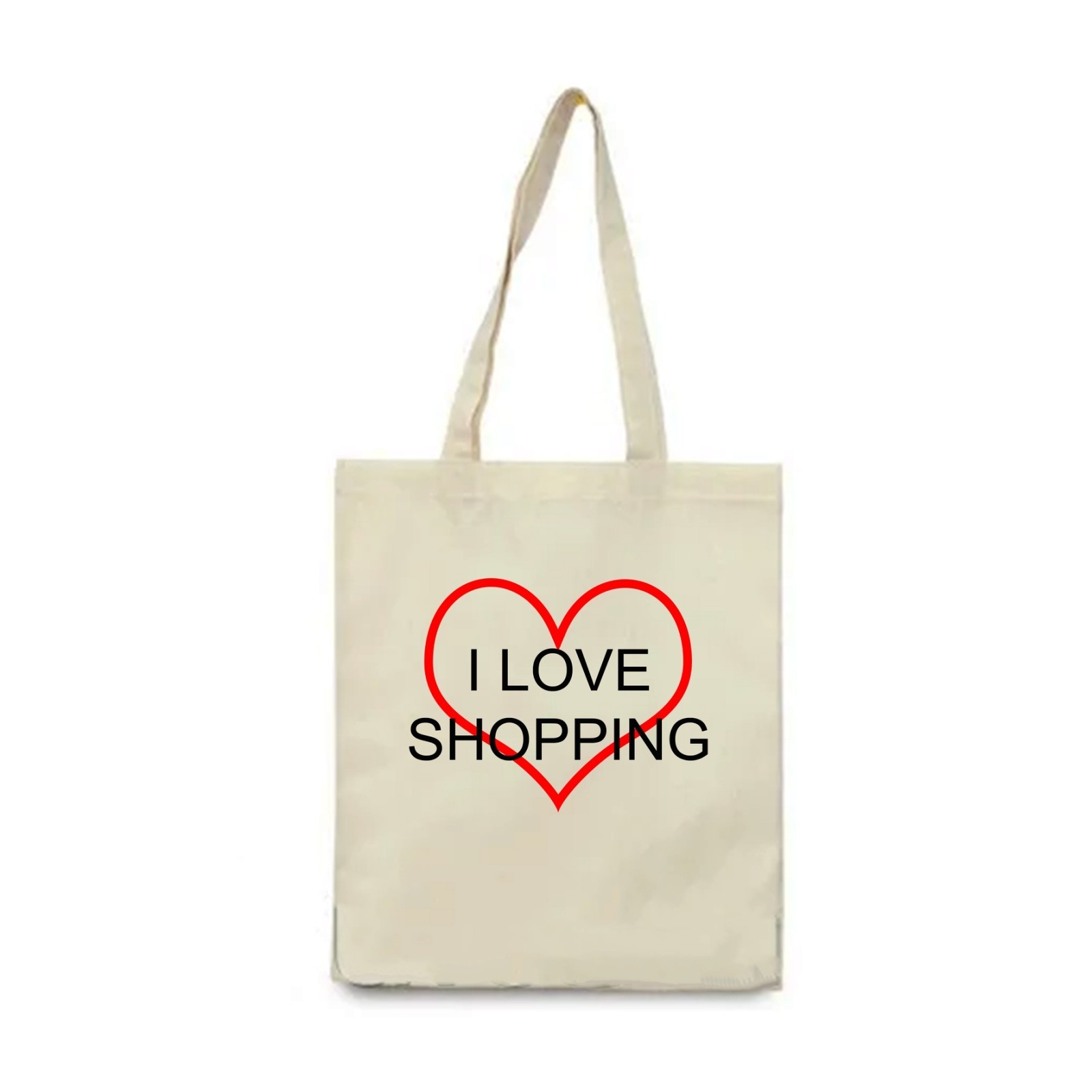 

Екосумка Vivay з принтом I love shopping 38x42 см Бежева (5358)