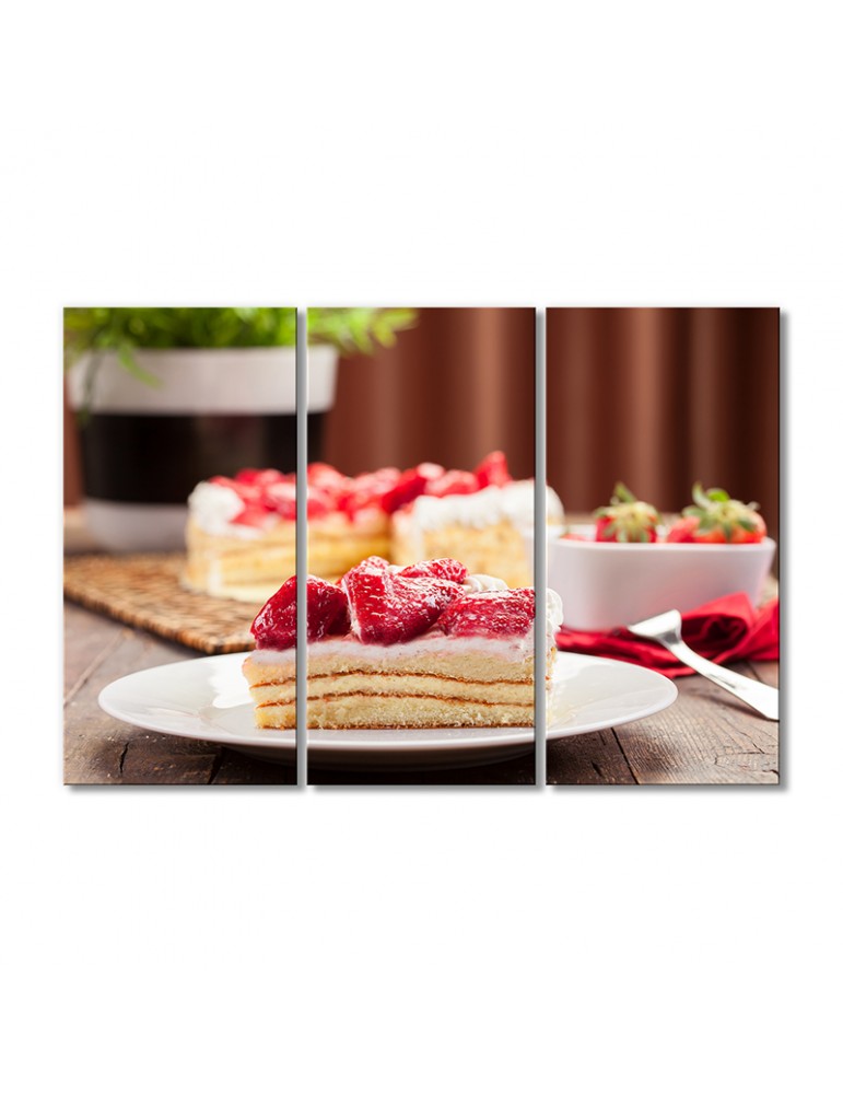 

Модульная картина Artel «Пирожное и клубника» 3 модуля 70x105 см