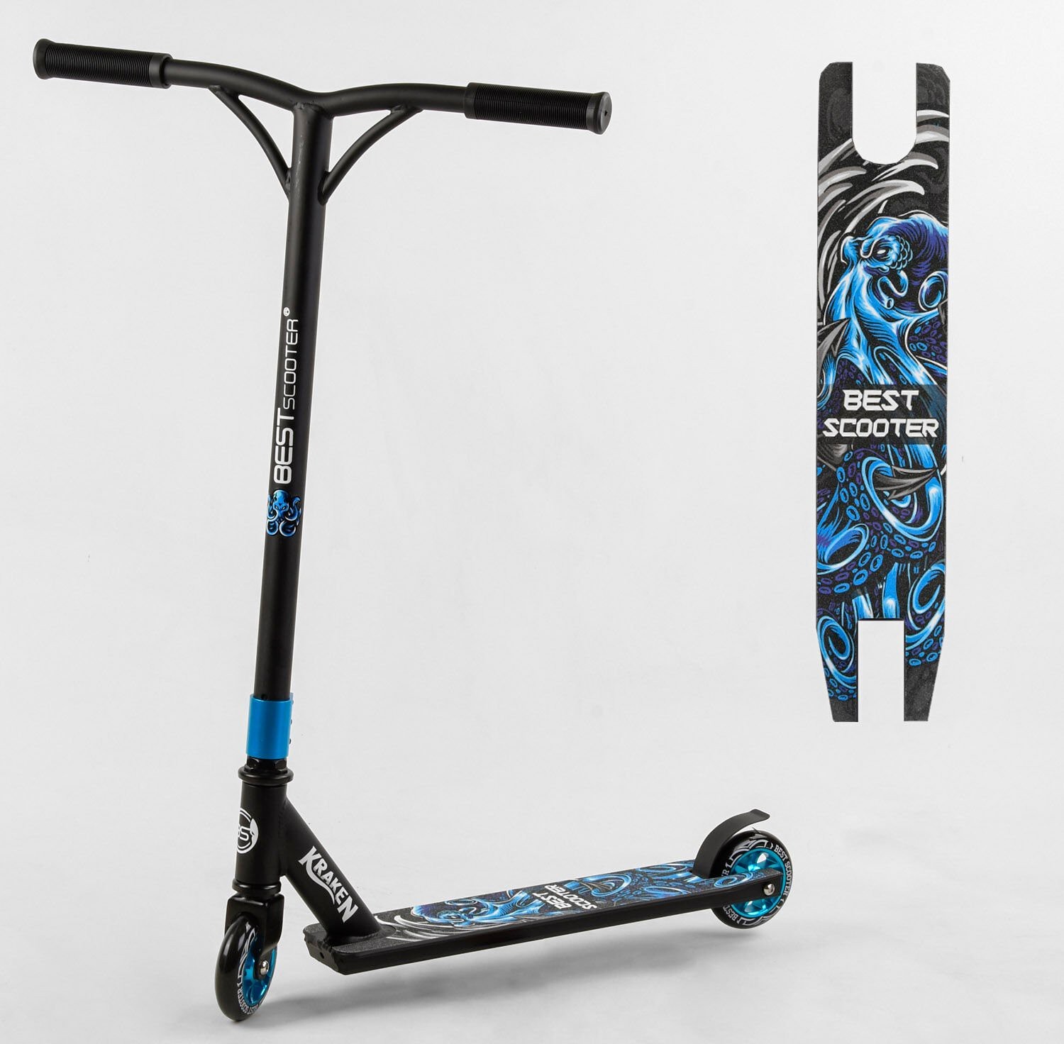

Самокат трюковый S - 20905 Best Scooter (6) "Kraken", алюминиевый диск и дека, колёса PU, d=10см