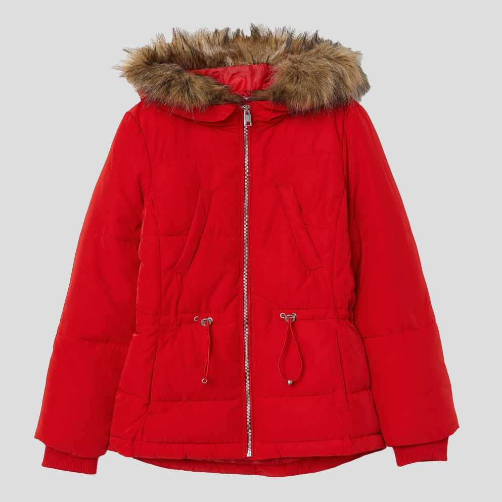 Акція на Куртка демісезонна коротка з капюшоном жіноча H&M 0628568-8 38 Червона від Rozetka