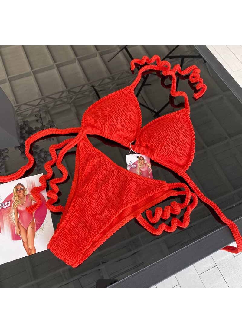 

Купальники шторки из оригинальной жатки Modern Boutique красный, S К833