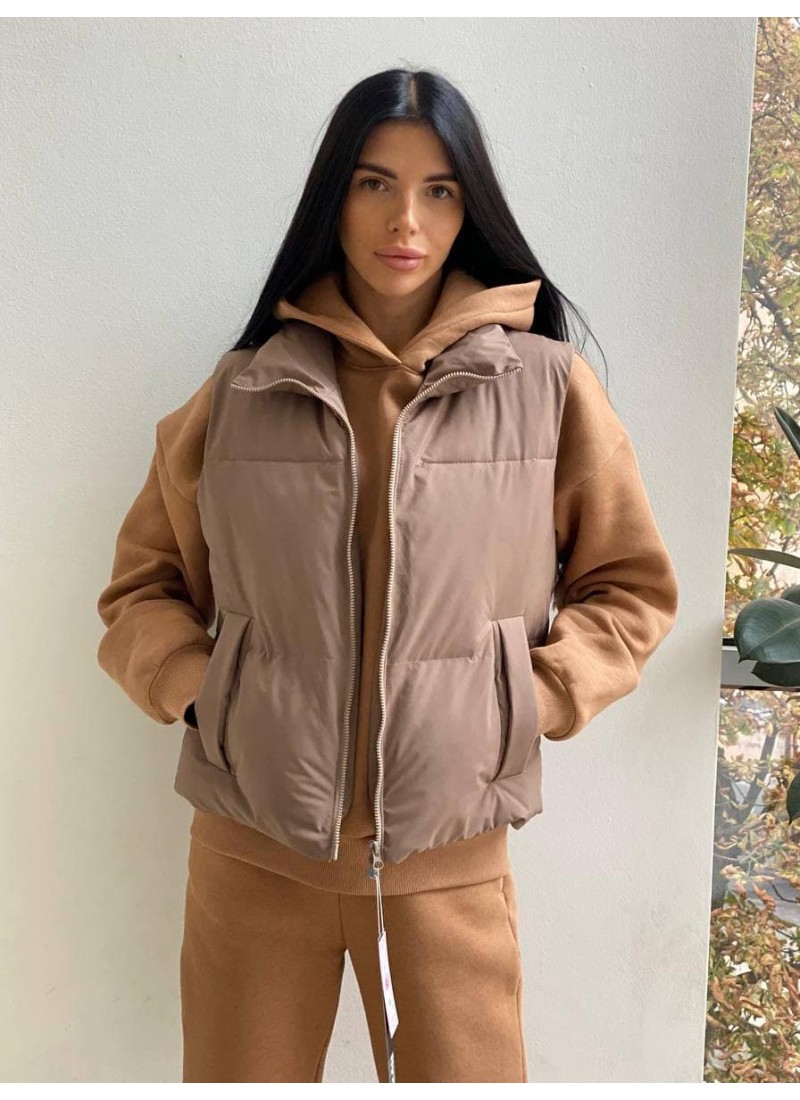 

Жилет демисезонный базовый короткий MB-21 матовый Modern Boutique какао, M ЖИ021