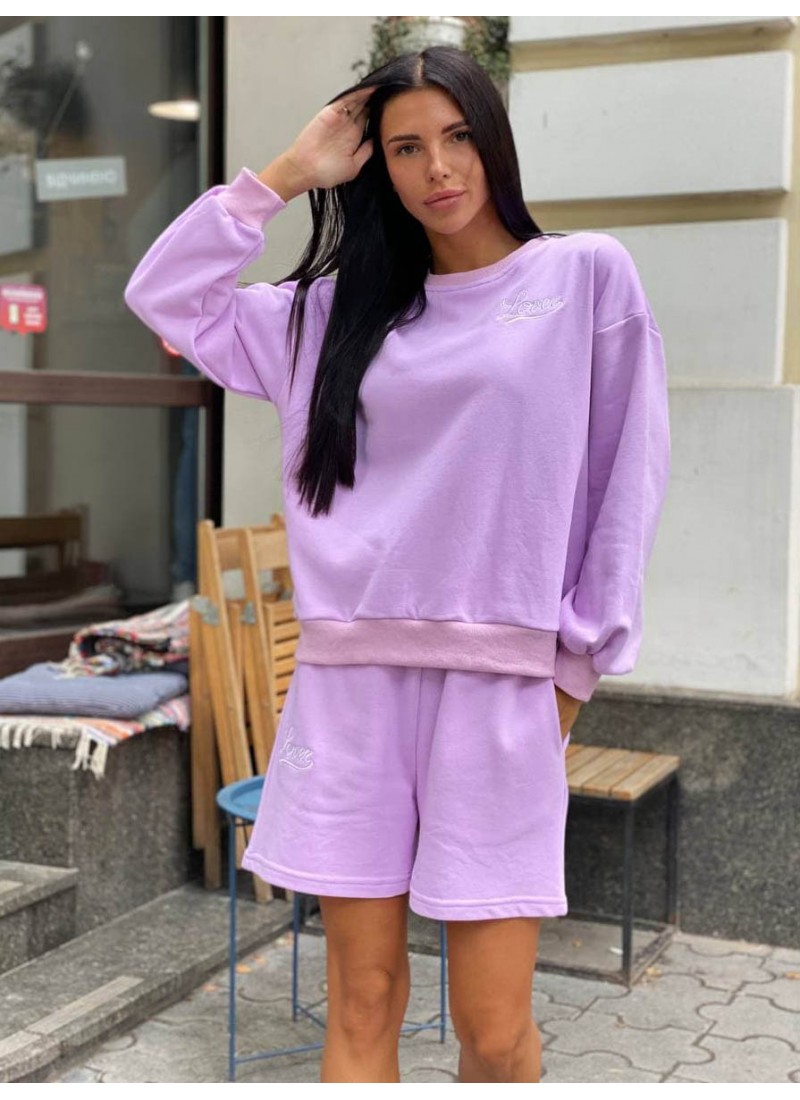 

Костюм трикотажный свитшот с короткими шортами Love Modern Boutique сиреневый,  СК8279, Костюм трикотажный свитшот с короткими шортами Love Modern Boutique сиреневый, M СК8279