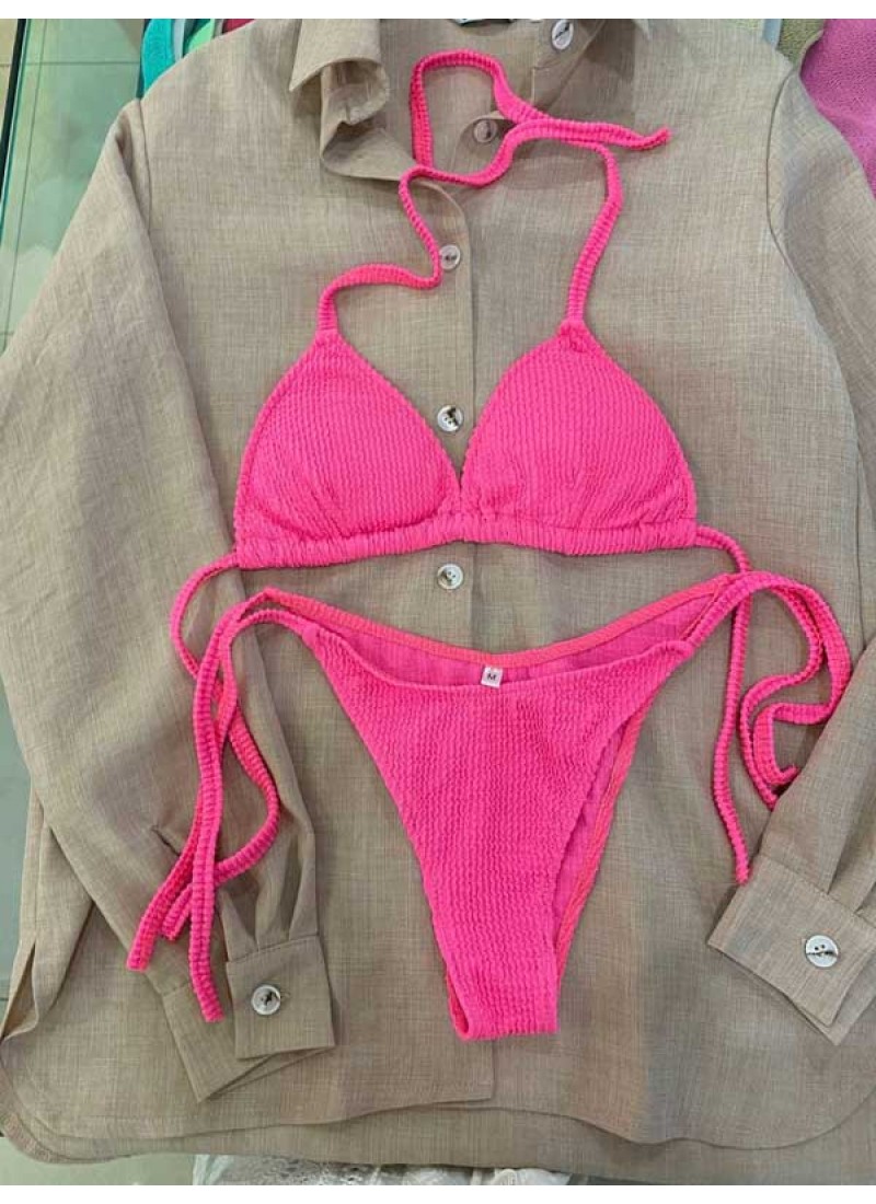

Купальник шторка всё на завязках из Испанской жатки Modern Boutique малиновый, S К812