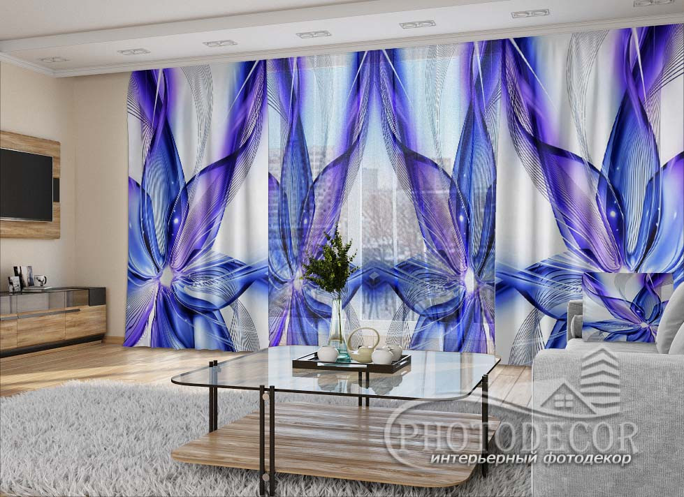 

Фото шторы и тюль PHOTODECOR "Синяя абстракция" (шторы 2,5м*2,9м, тюль 2,5м*3,0м)
