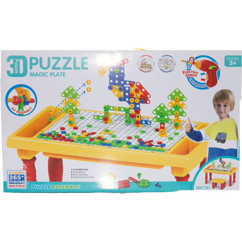 

Болтовая мозаика с дрелью и столиком G-Toy 2009731 конструктор с детальками 265 шт (2009731)