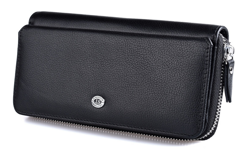 

Женский кожаный кошелек на молнии с визитницей ST 202 Black