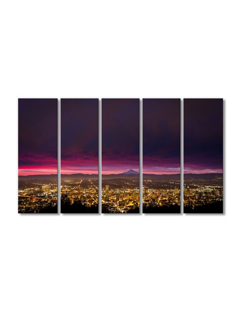 

Модульная картина Artel «Розовое небо и ночной город» 5 модулей 80x120 см